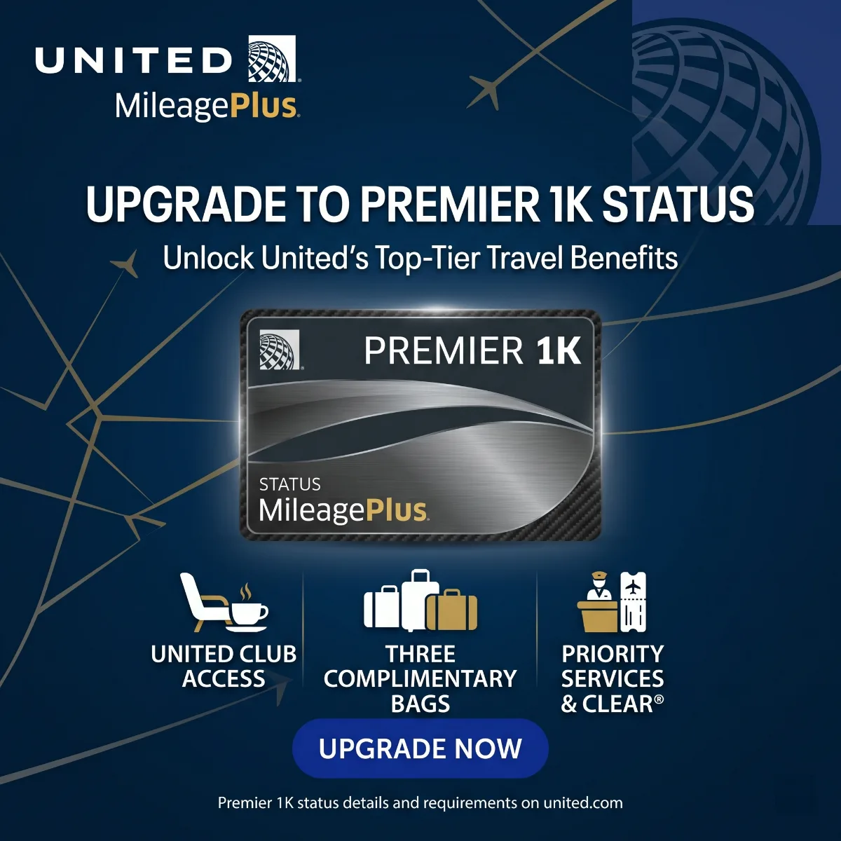 United Premier 1K Status Upgrade - 4 Months — Flight Memb… | Award